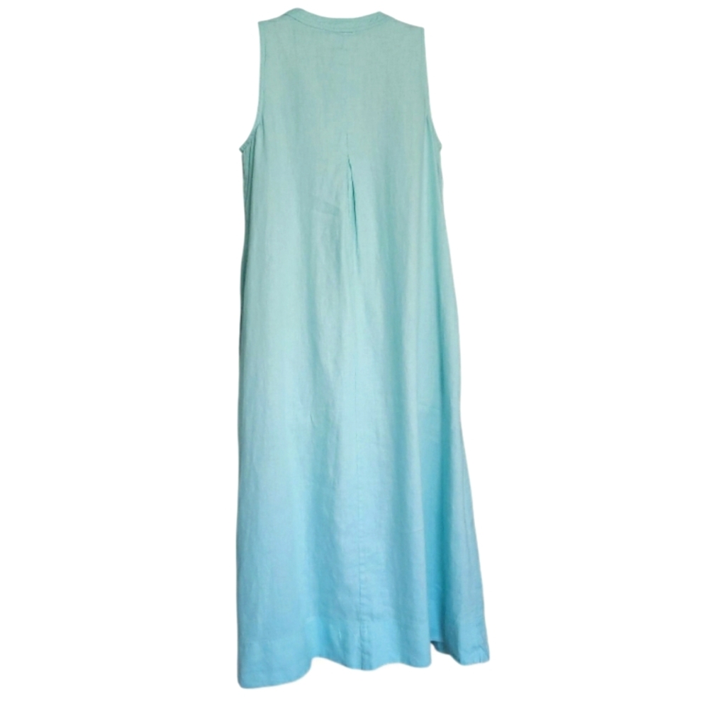 J.jill Love Linen 100% Linen Sleeveless Midi Shift Dress Light Pastel Blue VNeck - Picture 10 of 17